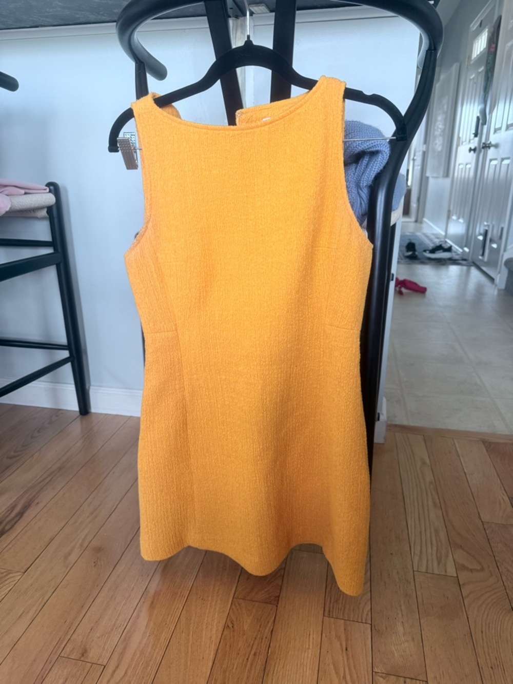 Zara Bright Yellow Textured Mini Shift Dress